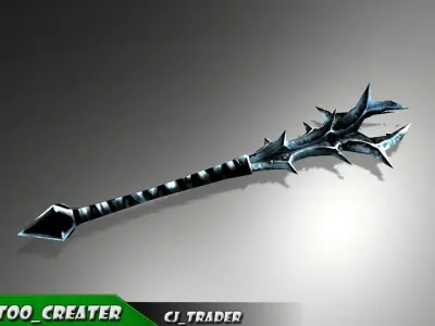 Magic Stick Mace Fantasy Low-Poly 3D Model Low-poly 3D model