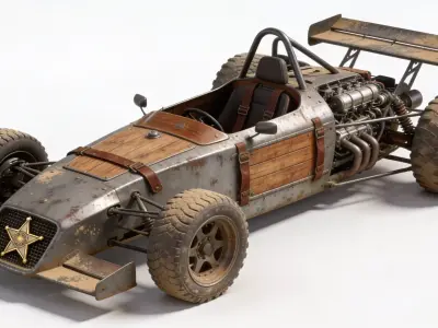 Post-Apocalyptic Sheriff Formula Racer 3d model Low-poly 3D model