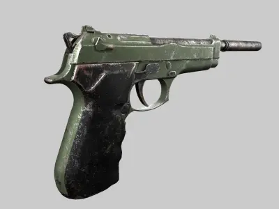 pistol Low-poly 3D model 4