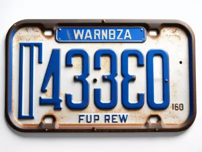 Vintage Rusty Metal License Plate 3D model