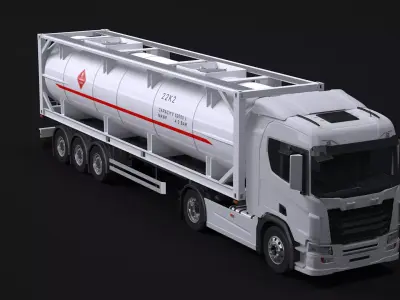 Euro Truck and ISO Tanker Trailer 3D model