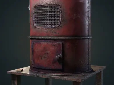 Hand Made Furnace Low-poly 3D model