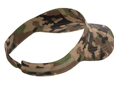 Sun visor cap Military style Low-poly 3D model