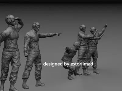 PACK 5 AIRCRAFT CARRIER DECK CREW 3D print model