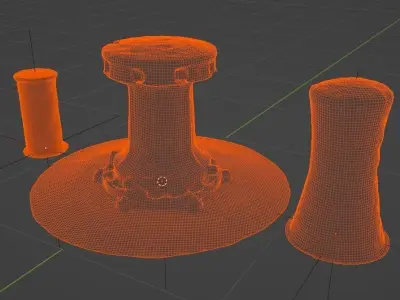Capstan and Bollards Nautical Clean Photo-Scans Low-poly 3D model