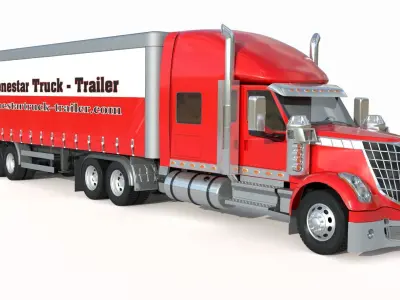 International LoneStar Sleeper Semi Truck 3D model