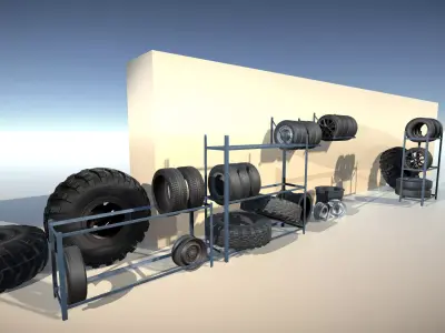 Wheels Mini Pack Low-poly 3D model