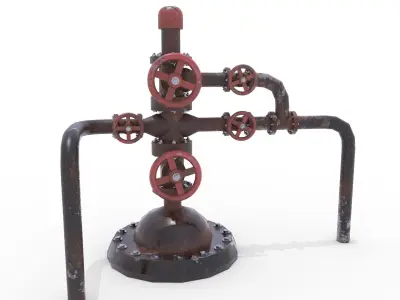 Oil Pumpjack Wellhead Weathered 2 Low-poly 3D model