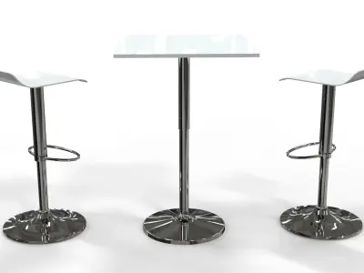 High table and stool - Bar set 2 3D model