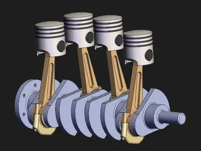 Inline Four-cylinder Engine Free 3D model