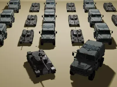 Military Vehicles Collection - Low Poly 3D Models Pack Low-poly 3D model