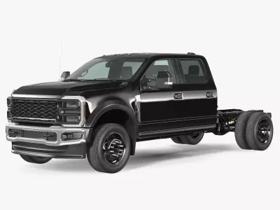 Black Chassis Cab Four Doors 3D model