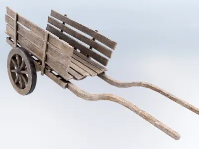 Wooden Wagon Low-poly 3D model buy
