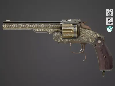 Aesthetic Revolver 02 Generic  All PBR Unity UE Textures Low-poly 3D model
