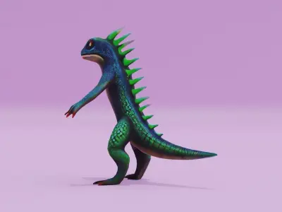 Lizard Character A-pose Free low-poly 3D model