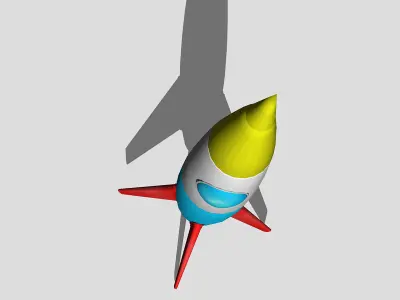 rocket toy and bird Low-poly 3D model