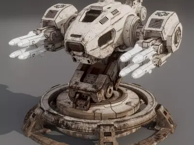 Sci-Fi Heavy Missile Defense Turret - PBR Game Ready Free 3D model
