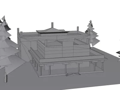 Low-Poly Himalayan Monastery Low-poly 3D model