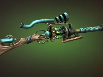 Steampunk sniper rifle Low-poly 3D model