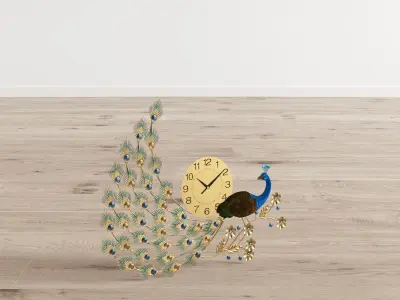 peacock clock clockwatcher Low-poly 3D model