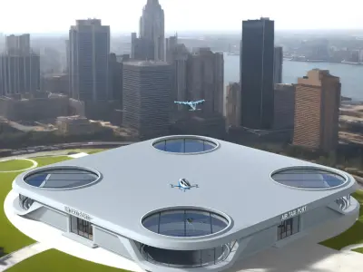 Flying Taxis Hub with Drones 3D model