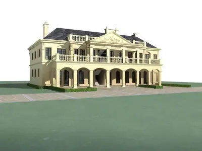 Villa mansion on field 3D model order
