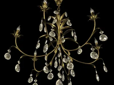 Classic chandelier with metal leaves 3D model