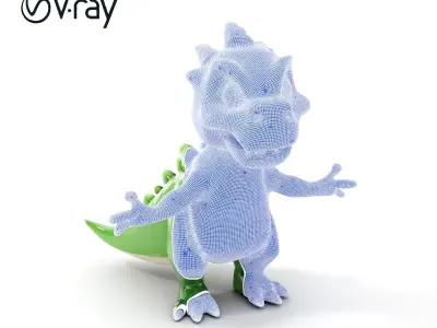 Green Cartoon Dinosaur Character Rigged and Animated for Game... Low-poly 3D model