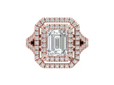 Emerald Solitaire Art Deco Ring 3D print model 8