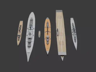 Low-poly Warship Package Low-poly 3D model