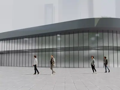 Modern Glass Facade Shopping Mall Entrance Building Exterior  3D model