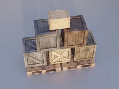 Wooden Box 7C Low-poly 3D model Low-poly 3D model