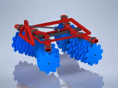 Disc Harrow Low-poly 3D model