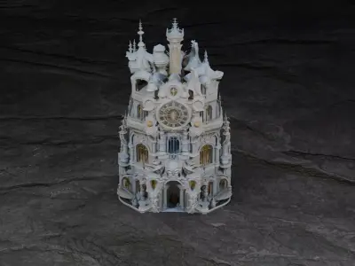 White Stone Castle  Fantasy Medieval Fortress 3D Model Low-poly 3D model