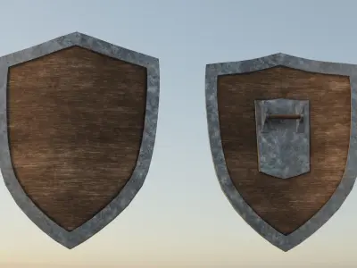 lowpoly shield two metal shields Low-poly 3D model