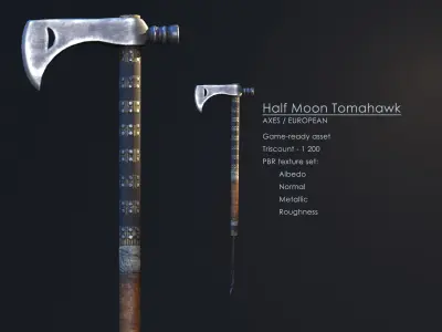 Half Moon Tomahawk Low-poly 3D model