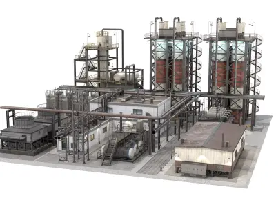 3D Industrial Plant Facility - 51 Objects Clean Quad Modeling 3D model