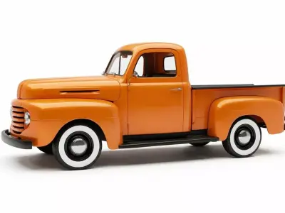 Vintage Orange Pickup Truck 3D model