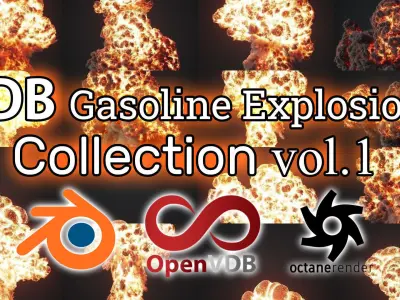 VDB Animated  Gasoline Explosion Pack vol1