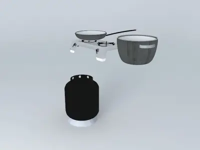 propane tank and stove with pots Free 3D model