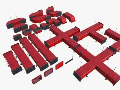 Modular ventilation Low-poly 3D model 3