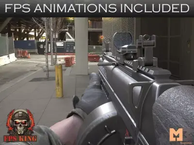 FPS Automatic Shotgun Animations Low-poly 3D model