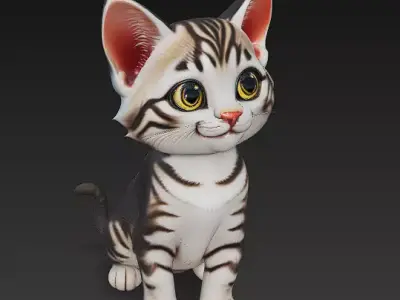 Optimized Low-Poly Kitten 3D Model UE5- Unity Real-Time Ready Low-poly 3D model get