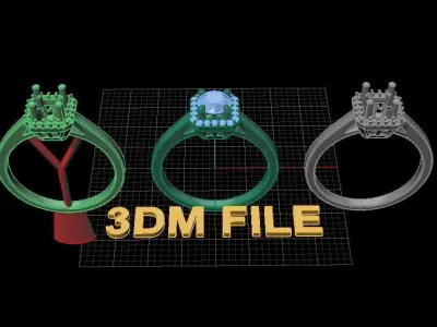 Round Diamond Infinity Gallery Emerald Halo Engagement Ring 3D print model