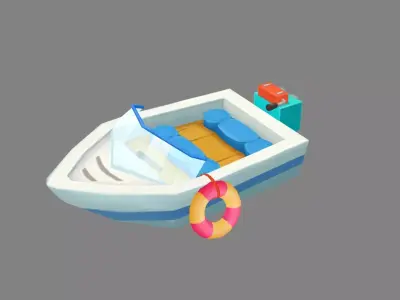 Cartoon yachts Low-poly 3D model
