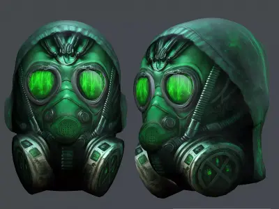 Gas mask helmet 3d model military combat fantasy cyborg Low-poly 3D model