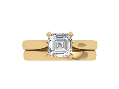 Asscher Ring Bridal Set 3D print model purchase