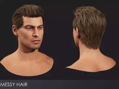 Realistic male hairstyles - pack 7 Low-poly 3D model