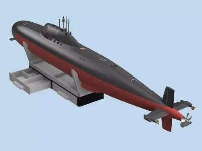 Alfa submarine made for rc with stand 1 60 scale 3D print model