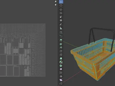 Plastic Shopping Basket  Low-poly 3D model